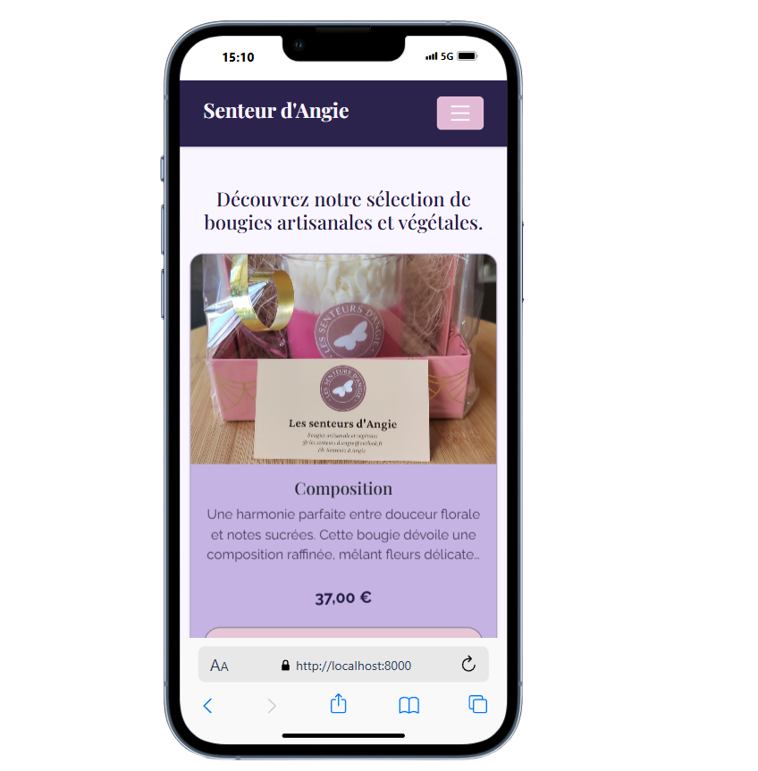Aperçu du projet senteur d'angie responsive 2