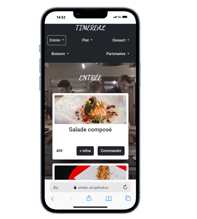 Aperçu du projet timeReal responsive